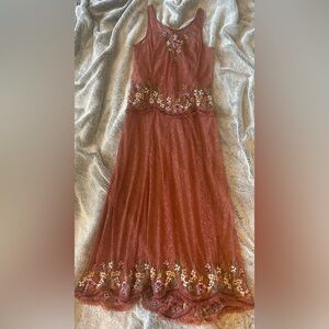 Elegant Free People Dusty Red Lace Dress S M Floral Embroidery Love & Lemons